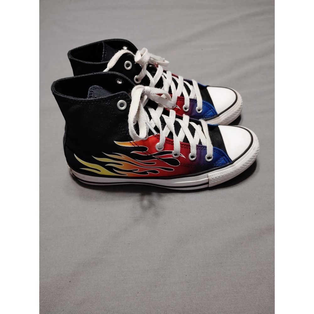 Converse Chuck Taylor Kids 4.5 Flame High‎ Top Preppy Skater Artsy Boho Sneakers